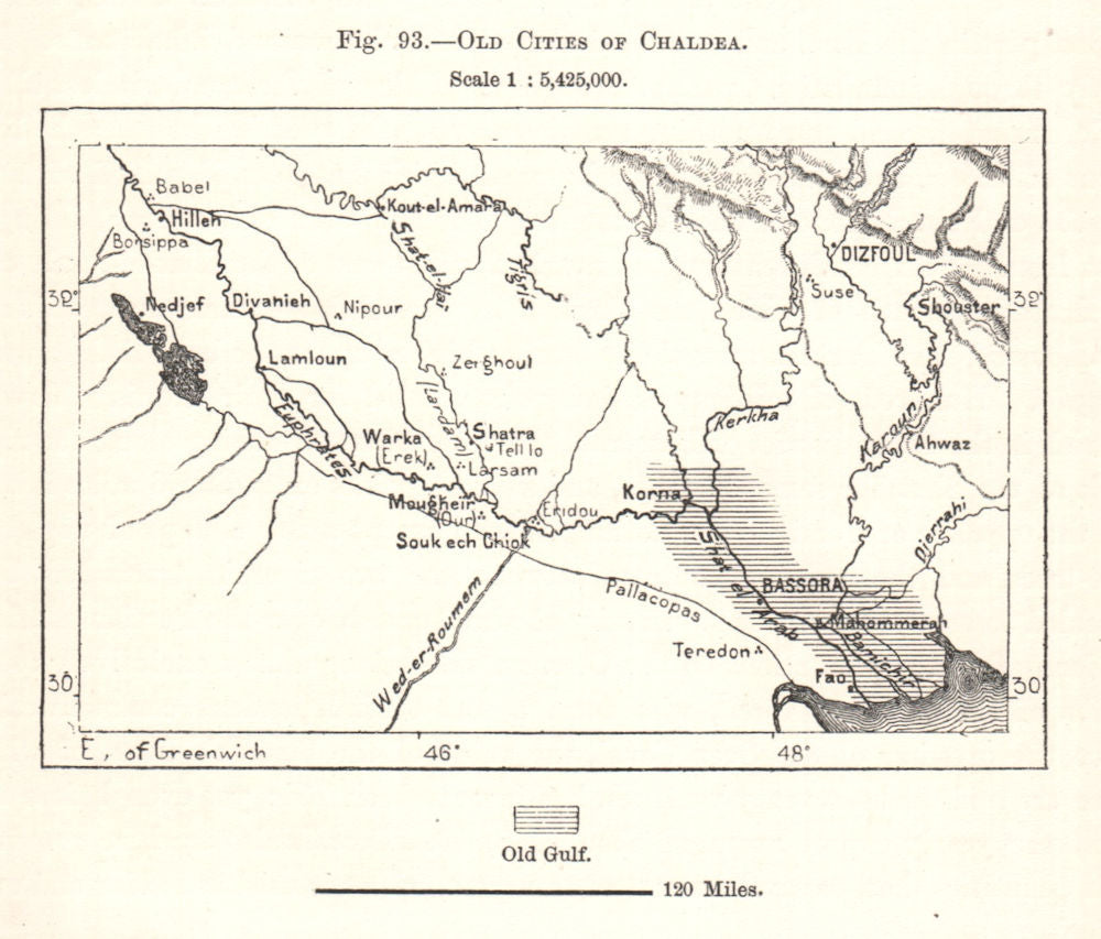 Old Cities of Chaldea. Basrah. Iraq. Sketch map 1885 antique chart